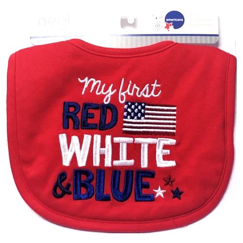 Neat Solutions Reversible Baby Bib - Select Style (1 Count) Red, White & Blue