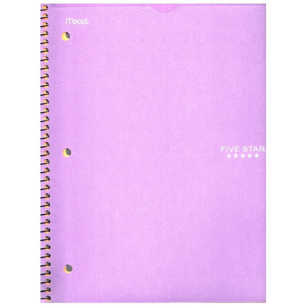 Five Star 1 - Subject College Ruled 8.5" x 11" Customizable Cover Spiral Notebook (100 Sheets) Select Color - Dollar Fanatic