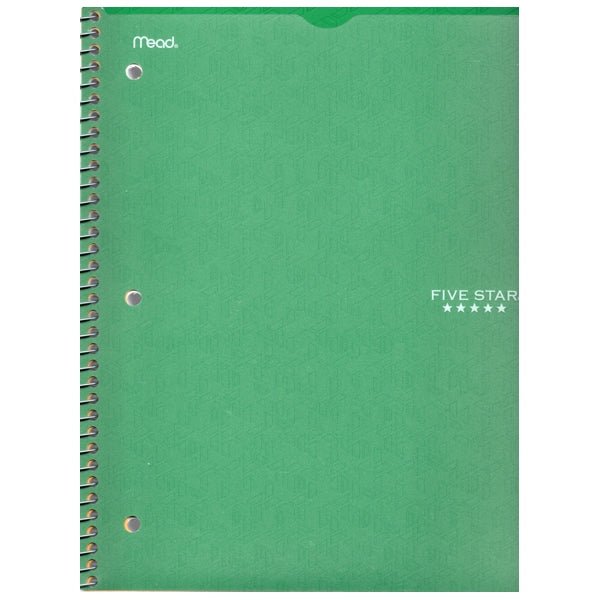 Five Star 1 - Subject College Ruled 8.5" x 11" Customizable Cover Spiral Notebook (100 Sheets) Select Color - Dollar Fanatic