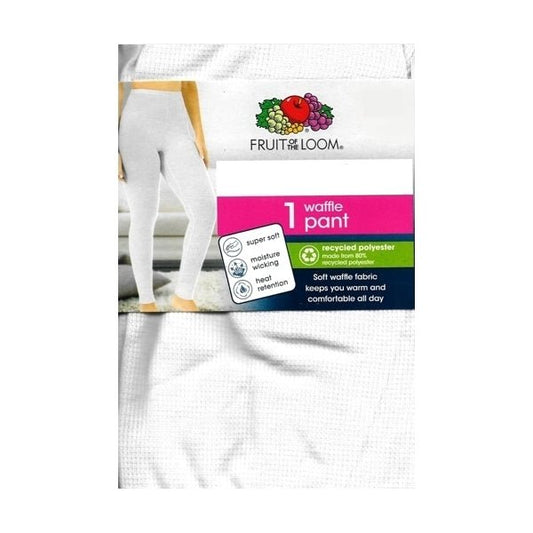 Fruit of the Loom Women's EverSoft Thermal Long Waffle Pants - White (XS 0-2) - $5 Outlet