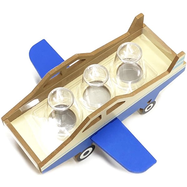 Horizon 3 - Shot Glass Decorative Display Holder Set - Blue/Airplane (4 - Pieces) Plastic 2 fl. oz. Glasses - Dollar Fanatic