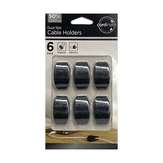 Jasco Dual Slot Cable Cord Holders (6 Pack) Keep Cables Organized and Tangle-Free - $5 Outlet