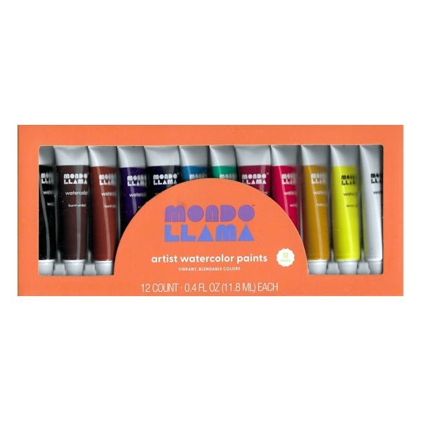 Mondo Llama Artist Watercolor Paint Tubes - Blendable Colors (12 Pack) - Dollar Fanatic
