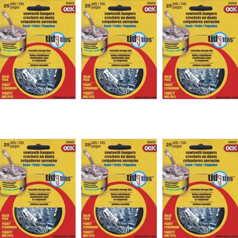 Ook Small Sawtooth Picture Hangers with Nails Tidy Tin - 50652 (25 Sets Pack) - Dollar Fanatic