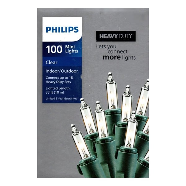 Philips String Lights 100 Heavy Duty Clear Mini Lights Set - Indoor/Outdoor (33 ft. Lighted Length) - Dollar Fanatic