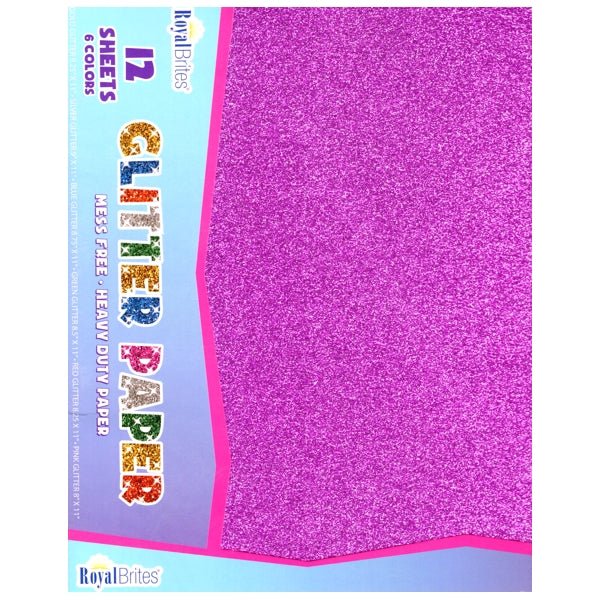 Royal Brites Glitter Paper Sheets (12 Pack) Mess Free, Heavy Duty Paper - $5 Outlet