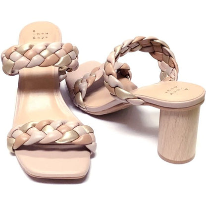 A New Day Double Strap Basil Mule Slip-on Sandal Shoes - Neutral/Gold (3.25" Heel) Select Available Size - $5 Outlet