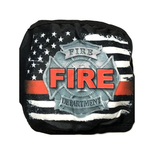 Adult 2-Layer Fabric Face Mask with Ear Loops - Fire Dept/Black (1 Count) For ages 14+ - DollarFanatic.com