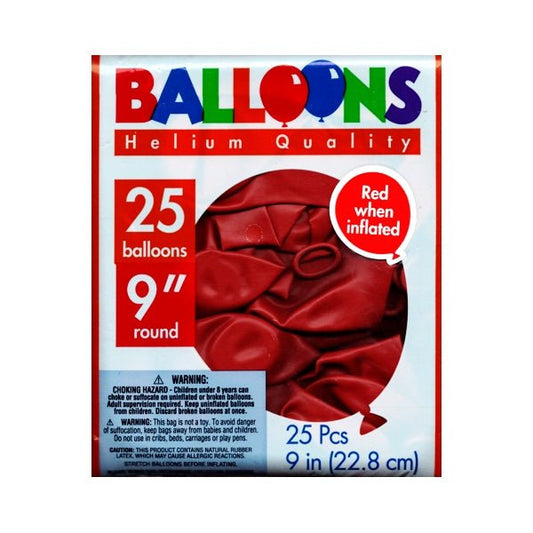Amscan Apple Red Party Balloons - 9" Round (25 Pack) Helium Quality - DollarFanatic.com