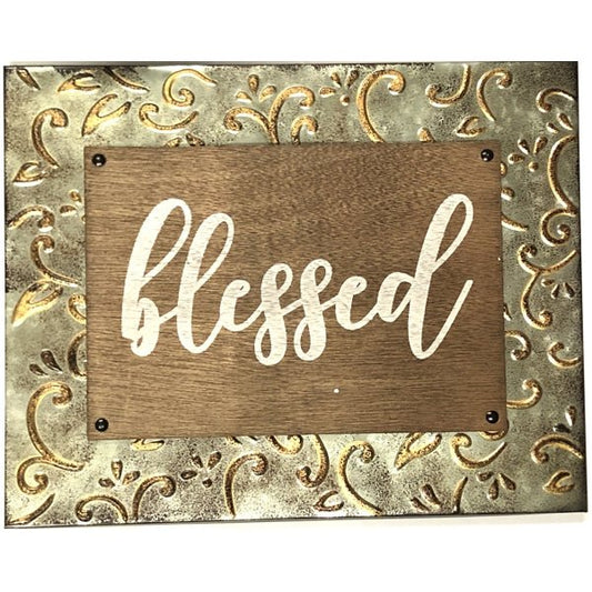 Brownlow Gifts Blessed Wood and Metal Embossed Wall Art Sign - 68316 (14" X 11") - DollarFanatic.com