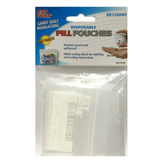 Ezy Dose Zipper-Seal Pill Pouch with Labeling Organization - Clear (50 Count) Moisture-proof, Airtight Seal - DollarFanatic.com