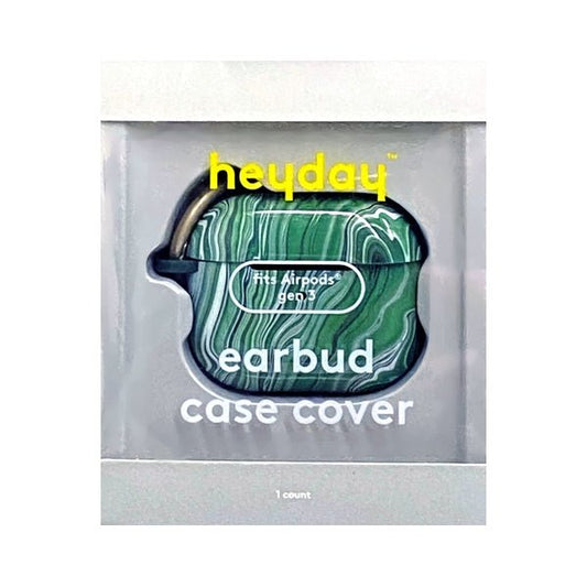 HeyDay Colorful Earbud Case Cover with Carabiner Clip - Green Marble (fits AirPods Gen 3) Wireless Charging Compatible - $5 Outlet