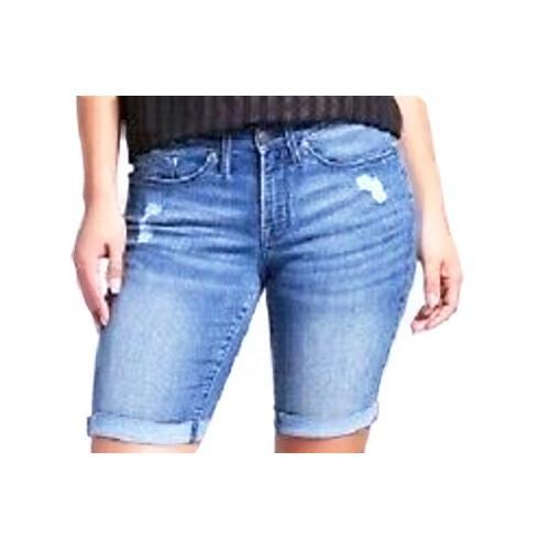 Mossimo Women's Blue Stretch Denim Jean Shorts - Size 00 (Bermuda Mid-Rise) - DollarFanatic.com