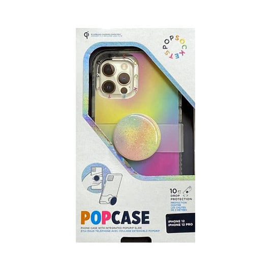 PopSockets iPhone 12/12 Pro PopCase Protective Phone Case with Integrated PopGrip Slide - Abstract Rainbow Glitter (Fits iPhone 12/12 Pro) - $5 Outlet