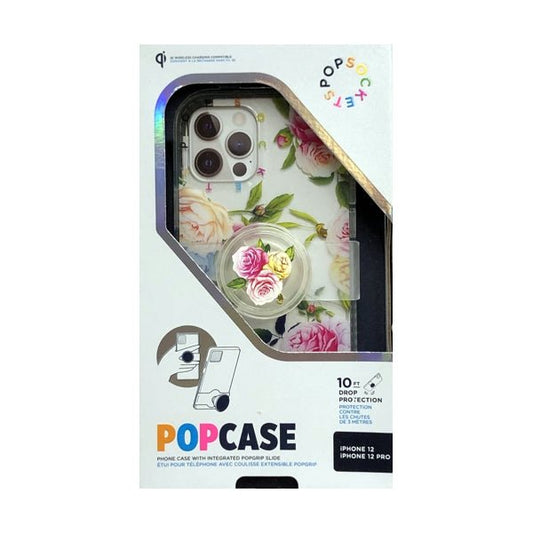 PopSockets iPhone 12/12 Pro PopCase Protective Phone Case with Integrated PopGrip Slide - Clear Vintage Floral (Fits iPhone 12 and iPhone 12 Pro) - $5 Outlet