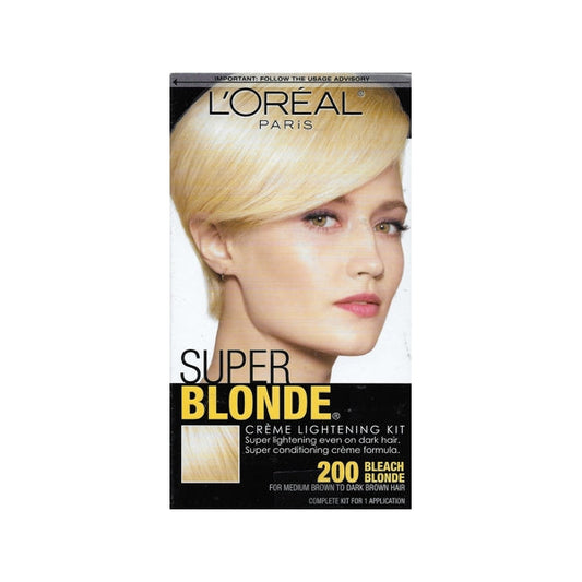 L'Oreal Super Blonde Creme Lightening Hair Color Kit (200 Bleach Blonde) Super Lightening Even on Dark Hair