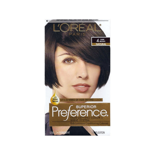 L'Oreal Superior Preference Fade-Defying Color + Shine System Hair Color Permanent (4  Dark Brown)