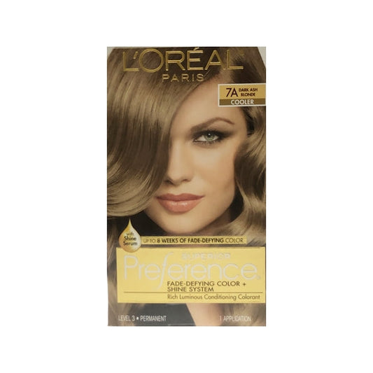 L'Oreal Superior Preference Fade-Defying Color + Shine System Permanent Hair Color Kit (7A Dark Ash Blonde)