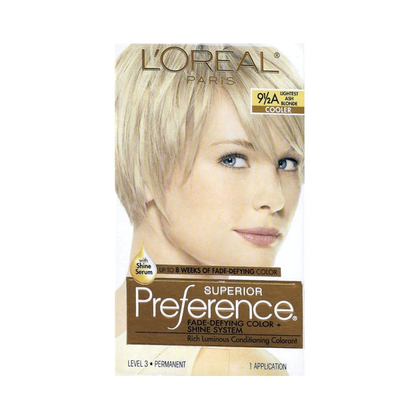 L'Oreal Superior Preference Fade-Defying Color + Shine System Permanent Hair Color Kit (9.5A Lightest Ash Blonde)