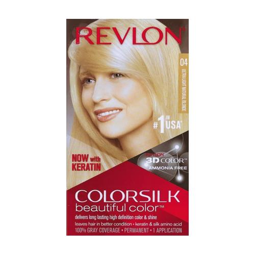 Revlon ColorSilk Beautiful Color Permanent Hair Color (04 Ultra Light Natural Blonde) 100% Gray Coverage