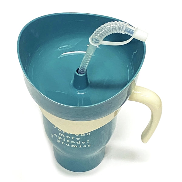 Ankyo Jumbo 2-in-1 Snack Tumbler with Straw and Bowl - Blue/Just One More Episode (Holds 32.5 fl. oz./2 Cups of Snacks)