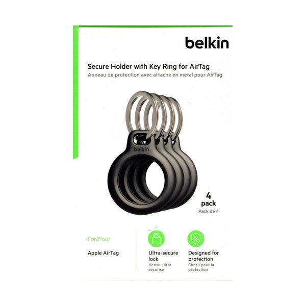 Belkin Key Ring Protective Case Holder for AirTag - Black (4 Pack) - Dollar Fanatic