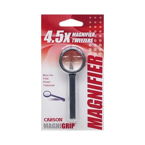 Carson MagniGrip Magnifier Glass with Built - in Tweezers - MG - 55 (4.5X) - Dollar Fanatic