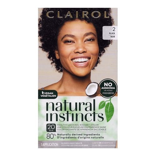 Clairol Natural Instincts Demi-Permanent Hair Color Kit (2 Midnight Black) Vegan, Lasts 28 Shampoos - $5 Outlet