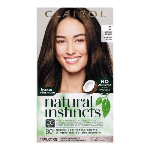 Clairol Natural Instincts Demi-Permanent Hair Color Kit (5 Hazelnut Medium Brown) Vegan, Lasts 28 Shampoos - $5 Outlet