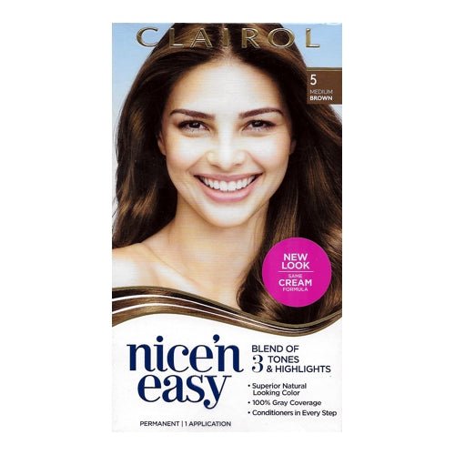 Clairol Nice 'n Easy Hair Color Permanent Kit (5 Medium Brown) 100% Gray Coverage - $5 Outlet