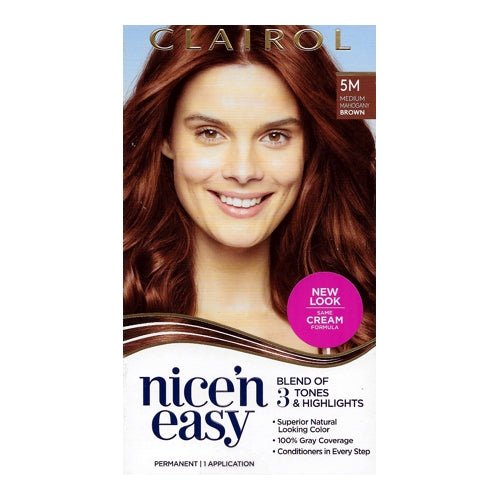 Clairol Nice 'n Easy Hair Color Permanent Kit (5M Medium Mahogany Brown) 100% Gray Coverage - $5 Outlet