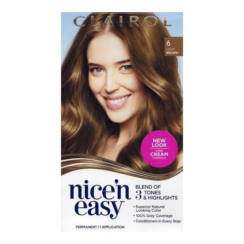 Clairol Nice 'n Easy Hair Color Permanent Kit (6 Light Brown) 100% Gray Coverage - $5 Outlet