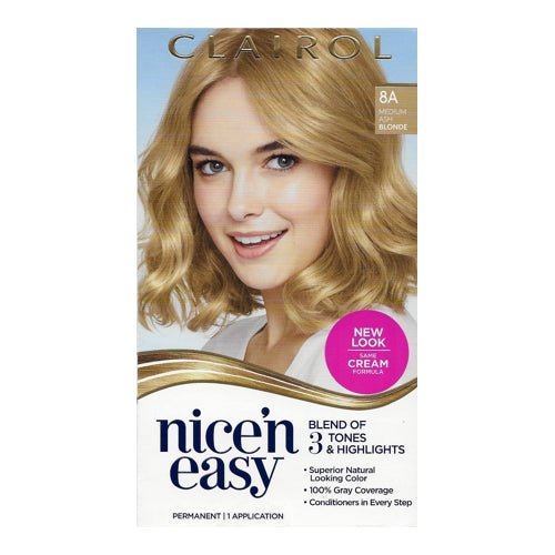 Clairol Nice 'n Easy Hair Color Permanent Kit (8A Medium Ash Blonde) 100% Gray Coverage - $5 Outlet