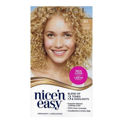 Clairol Nice 'n Easy Hair Color Permanent Kit (8G Medium Golden Blonde) 100% Gray Coverage - $5 Outlet