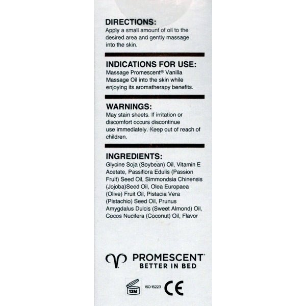 Clearance - Promescent Massage Oil - Vanilla Scent (Net 4 fl. oz.) Best By Date 09/2023 - $5 Outlet