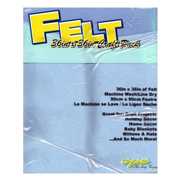 CPE 36" x 36" Felt Craft Fabric - Summer Sky Blue (Art Felt Color 0900) Made in the USA - $5 Outlet