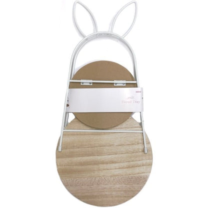 Crescent Bunny Rabbit 2 - Tier Display Tray - White/Natural (12.5" x 8") Folds for Easy Storage - Dollar Fanatic