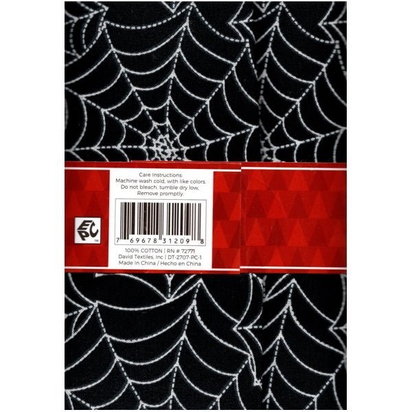 David Textiles Spider Web Black Cotton Fabric - 1 Yard Pre - Cut (36" x 44") 100% Cotton - Dollar Fanatic