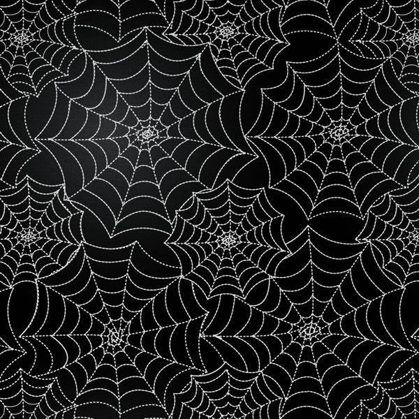 David Textiles Spider Web Black Cotton Fabric - 1 Yard Pre - Cut (36" x 44") 100% Cotton - Dollar Fanatic