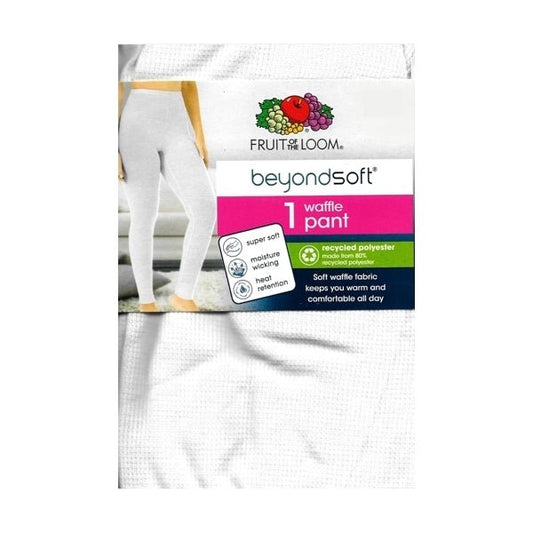 Fruit of the Loom Women's BeyondSoft Thermal Long Waffle Pants - White (XS 0-2) - $5 Outlet