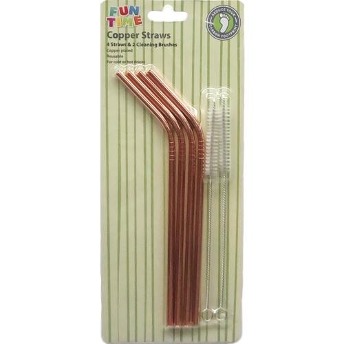 Fun Time Copper Drinking Straws & Cleaning Brushes (6-Piece Set) - $5 Outlet