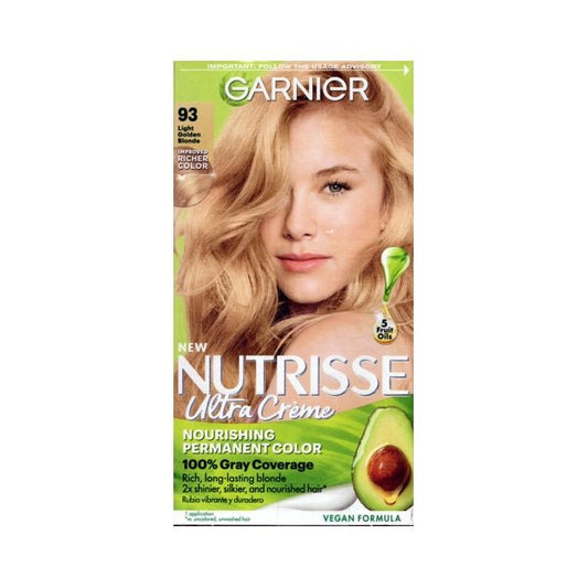 Garnier Nutrisse Ultra Creme Nourishing Permanent Hair Color Kit (93 Honey Butter - Light Golden Blonde) 100% Gray Coverage, Vegan Formula - $5 Outlet