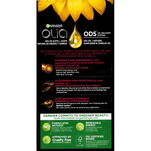 Garnier Olia Oil - Powered Color Permanent Hair Color Kit (5.3 Medium Golden Brown) Vegan Formula, No Ammonia - Dollar Fanatic