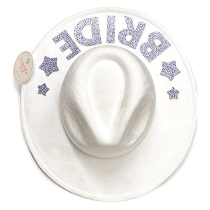 Gertex Bridal Wide Brim Panama Fashion Hat - White/Silver (One Size Fits Most) Soft Felt, Sparkling Glitter Bride - Dollar Fanatic