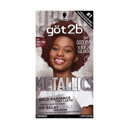 got2b Metallics Permanent Hair Color Kit (M65 Ultra Deep Red) Bold Radiant Shimmering Color - $5 Outlet