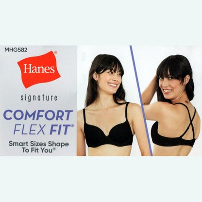 Hanes Signature Comfort Flex Fit Underwire Bra - Black (Women's Size L) EasyWire Comfort Underwire, Convertible Straps - $5 Outlet