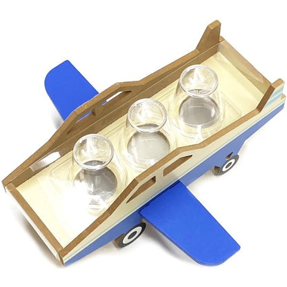 Horizon 3 - Shot Glass Decorative Display Holder Set - Blue/Airplane (4 - Pieces) Plastic 2 fl. oz. Glasses - Dollar Fanatic