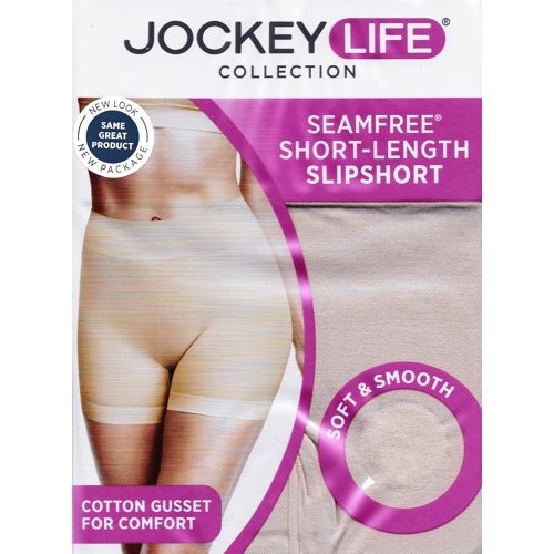Jockey Life SeamFree Short-Length Slip Short Shapewear - Beige (Size Small) Cotton Gusset for Comfort - $5 Outlet