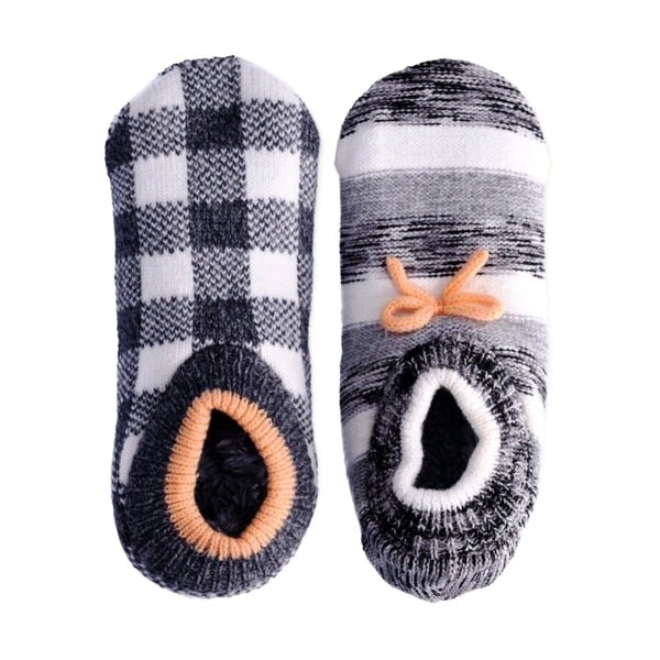JoySpun Knit Ankle Slipper Socks - Charcoal Grey/Peach (2-Pair Pack) Women's Size 4-10 - $5 Outlet