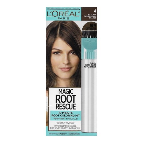 L'Oreal Magic Root Rescue 10-Minute Permanent Root Hair Coloring Kit (Select Color) 100% Gray Coverage - DollarFanatic.com